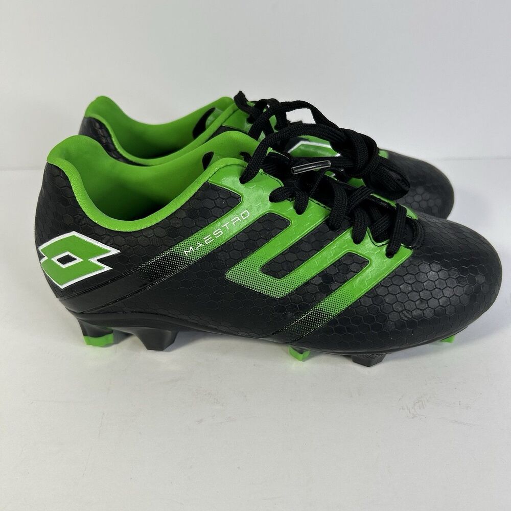 Lotto Maestro 700 V FG JR Kids Soccer Cleats Sz 2 Black Green Youth NEW